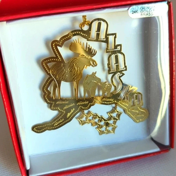 ALASKA 24k Christmas Ornament- Moose family- Alaska state souvenir ornament - Picture 6 of 8